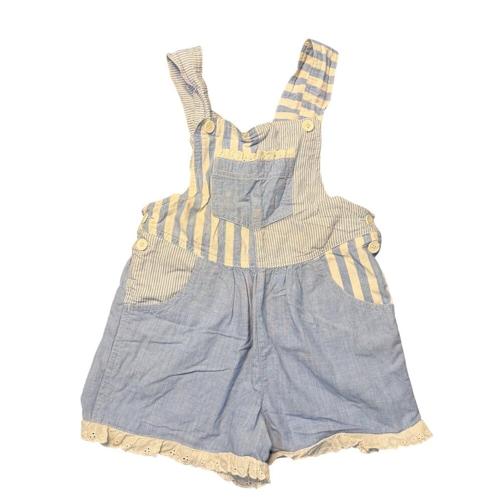 VTG New Moves Girls SZ 6 Romper White Blue Colorblock Retro One Piece 90s Casual
